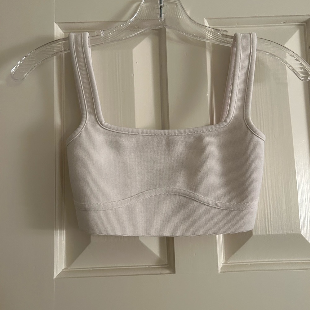 white zara knit crop top
